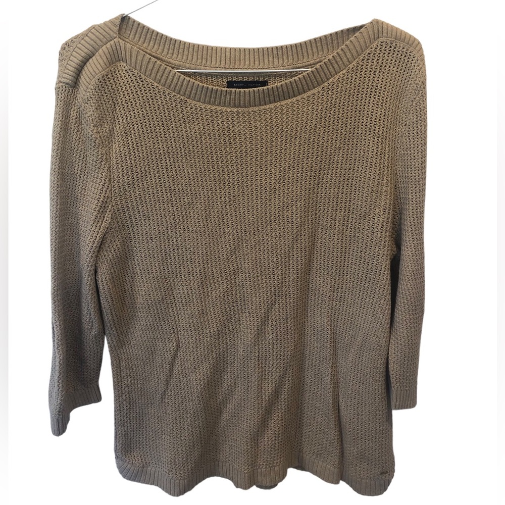 Tommy Hilfiger XL Tall tan sweater Cotton Gorgeous 50” hips a waist 27” length